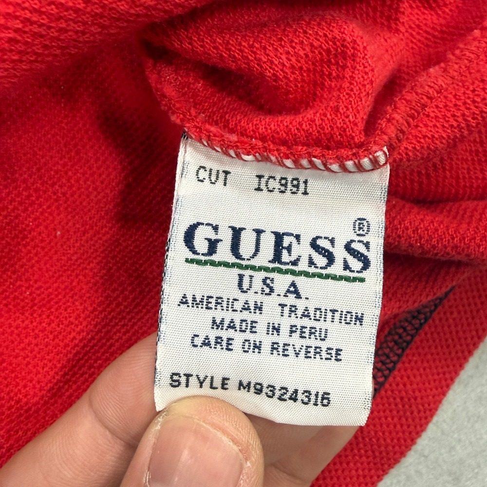 Vintage Guess Jeans T-Shirt Mens Large Red V-Neck Short Sleeve Streetwear Y2K - Picture 4 of 8